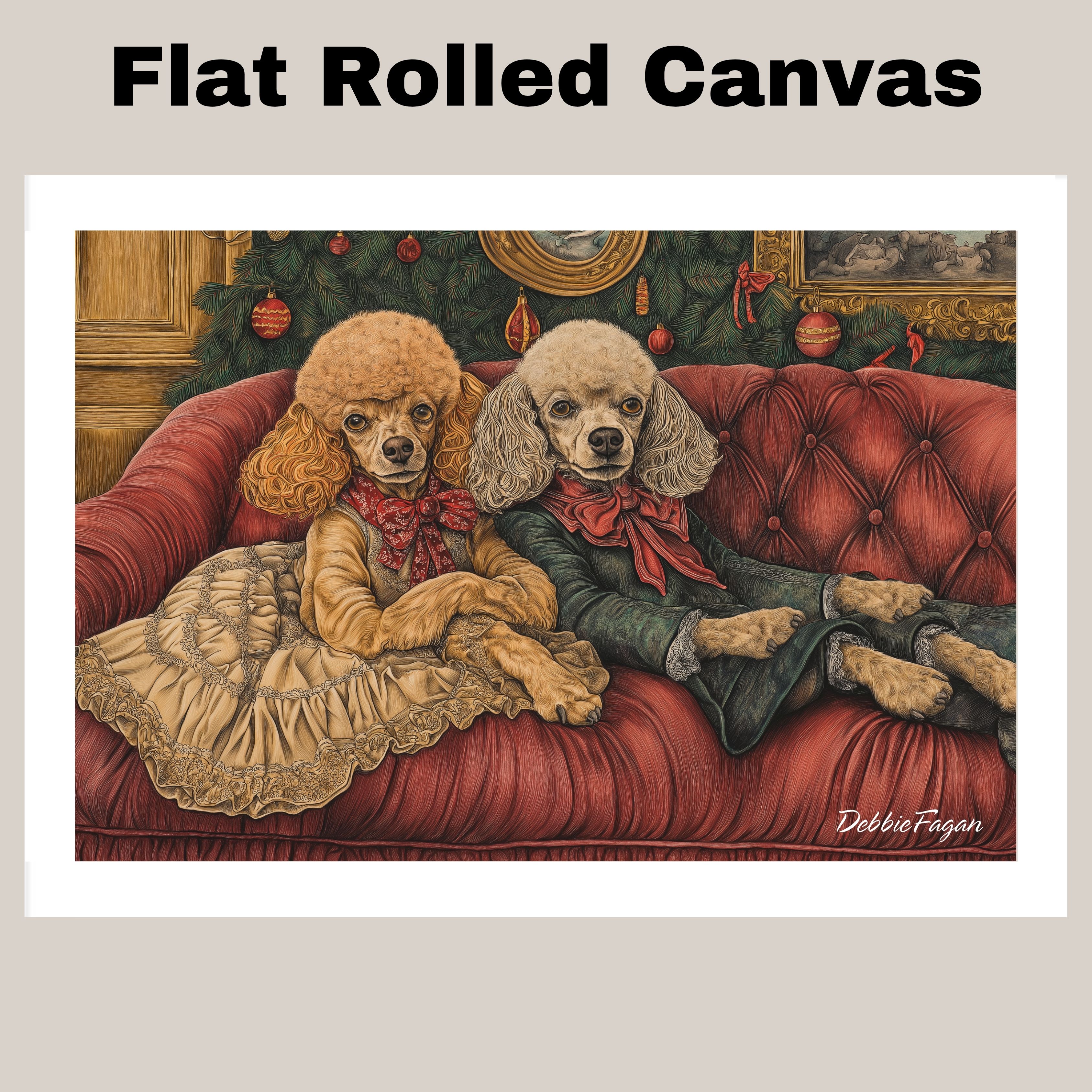 家具 w.corgi2pt.poodle7 Elegant Poodles on a Vintage Sofa on Flat Rolled, Framed or
